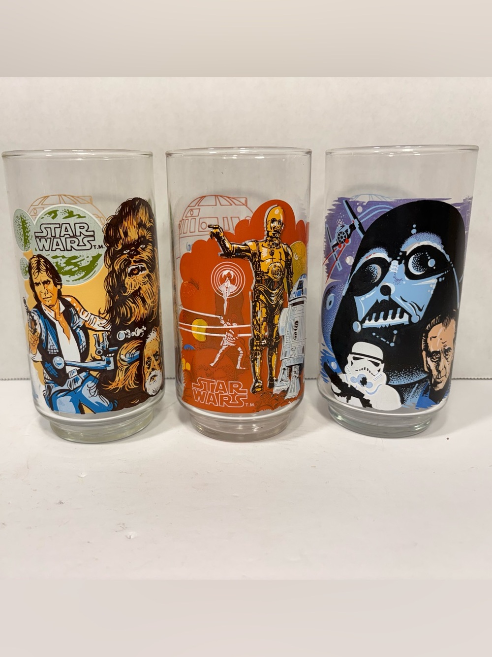 Vintage 1977 Star Wars Burger King Coca-Cola Glasses Lot of 3
